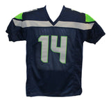 DK Metcalf Autographed/Signed Pro Style Blue XL Jersey BAS 28326