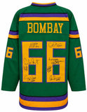 The Mighty Ducks Cast Signed Bombay #66 Green Custom Jersey 8 Sigs w/INS -SS COA