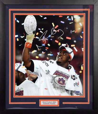 NICK FAIRLEY AUTOGRAPHED AUBURN TIGERS BCS TROPHY 16x20 FRAMED PHOTO COA