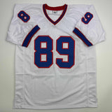 Autographed/Signed Steve Tasker Buffalo White Football Jersey JSA COA