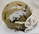 TREYLON BURKS SIGNED ARKANSAS RAZORBACKS CAMO SPEED MINI HELMET BECKETT COA