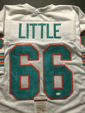 Autographed/Signed LARRY LITTLE "HOF 93" Miami White Football Jersey JSA COA