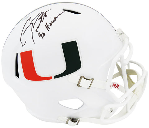 Gino Torretta Signed Miami White Riddell F/S Speed Rep Helmet w/Heisman (SS COA)