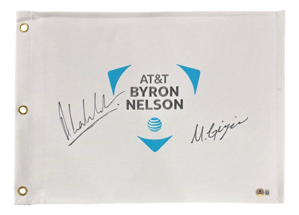 Anirban Lahiri Max Greyserman Signed AT&T Byron Nelson Golf Flag BAS