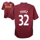 Carlos Tevez Signed Manchester City Away Soccer Jersey #32 with Beckett Witness
