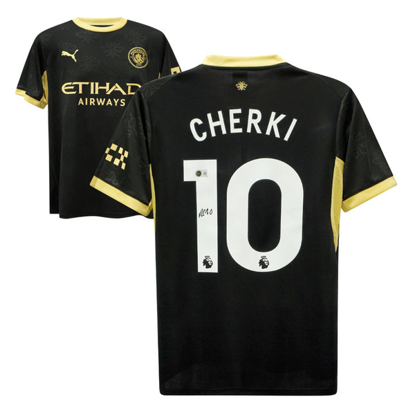 Rayan Cherki Signed Manchester City Away Soccer Jersey #10 with Beckett COA
