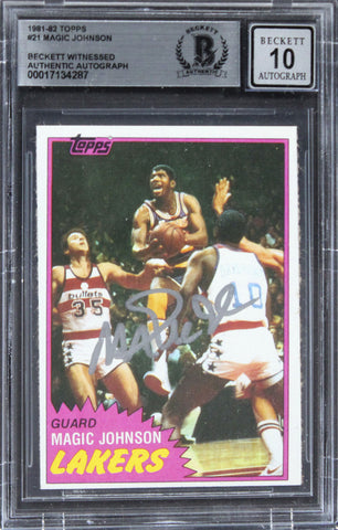 Lakers Magic Johnson Authentic Signed 1981 Topps #21 Card Auto 10 BAS Slabbed