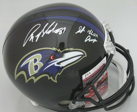 Ravens ANQUAN BOLDIN Signed Full Size Replica Helmet AUTO w/ SB XLVII CHAMP- JSA