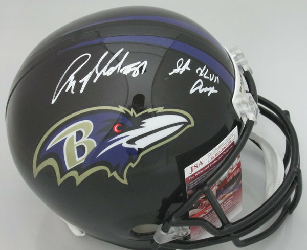 Ravens ANQUAN BOLDIN Signed Full Size Replica Helmet AUTO w/ SB XLVII CHAMP- JSA