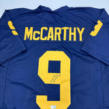 Autographed/Signed J.J. JJ McCarthy Michigan Blue Jersey Beckett BAS COA