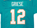 MIAMI DOLPHINS BOB GRIESE AUTOGRAPHED TEAL JERSEY BECKETT BAS WITNESS 222015