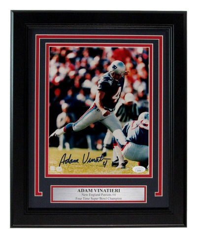 Adam Vinatieri Autographed 8x10 Photo New England Partiots Framed JSA 180105