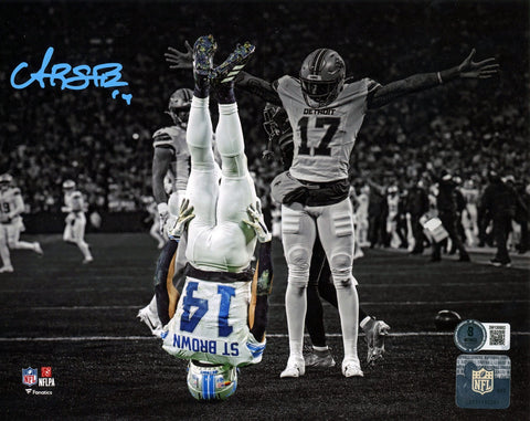 AMON-RA ST BROWN AUTOGRAPHED DETROIT LIONS HEADSTAND 8x10 PHOTO BECKETT