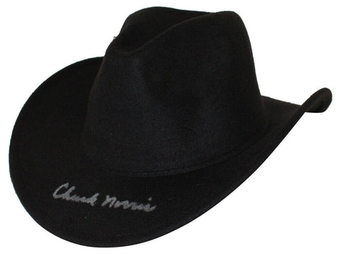 Chuck Norris Autographed/Signed Texas Ranger Black Cowboys Hat JSA 39583