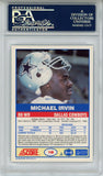 Michael Irvin Autographed 1989 Score #18 Rookie Card HOF 2007 PSA Slab 43594
