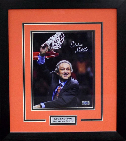 EDDIE SUTTON AUTOGRAPHED OKLAHOMA STATE COWBOYS 8x10 FRAMED PHOTO COA
