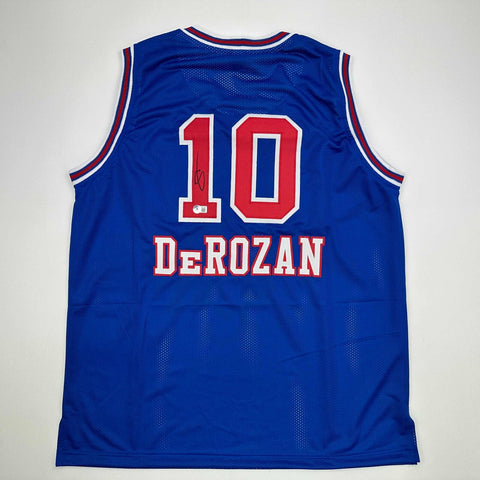 Autographed/Signed DeMar DeRozan Sacramento Blue KC Retro Jersey Beckett BAS COA