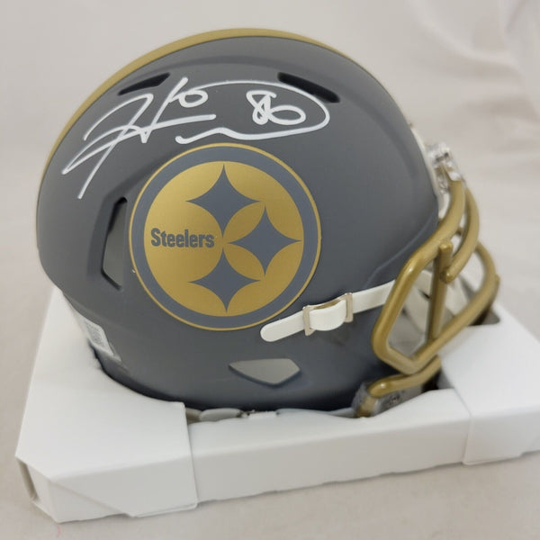 HINES WARD SIGNED PITTSBURGH STEELERS SLATE SPEED MINI HELMET BECKETT QR