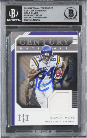 Randy Moss Signed 2020 National Treasures CM Silver #76 Card Auto 10! BAS Slab