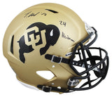 Colorado Travis Hunter "24 HT" Signed Full Size Speed Proline Helmet BAS Witness