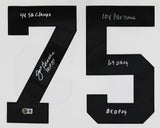 Steelers Joe Greene "Career Stat" Signed White M&N TB Jersey BAS Witnessed