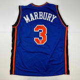 Autographed/Signed Stephon Marbury New York Blue Jersey Beckett COA