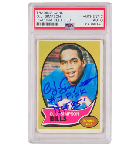 O.J. Simpson Signed 1970 Topps Inscribed "#1 Pick HOF 85" - PSA Authentic