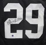 Eric Dickerson Autographed/Signed Pro Style XL Black Jersey Beckett 41017