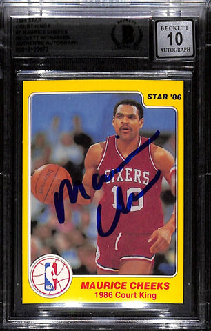 Maurice Cheeks Signed 1986 Star Card #7 Trading Card Grade 10 Beckett 43871