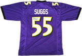 BALTIMORE RAVENS TERRELL SUGGS AUTOGRAPHED PURPLE JERSEY JSA STOCK #233375