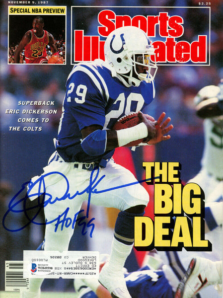 Eric Dickerson Autographed 1987 Sports Illustrated Magazine HOF Beckett 33308