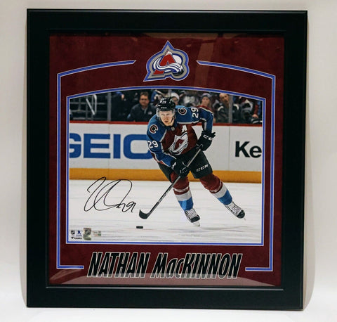 Nathan Mackinnon Autographed 16x20 Action Photo Red Suede Deluxe Framed Fanatics