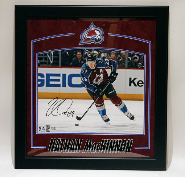 Nathan Mackinnon Autographed 16x20 Action Photo Red Suede Deluxe Framed Fanatics