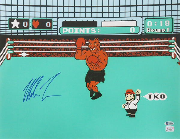 Mike Tyson Signed Nintendo Punch Out Video Game 16x20 Photo - (BECKETT COA)