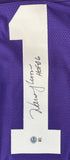 Warren Moon Washington Signed Purple Football Jersey HOF 06 Inscribed BAS
