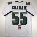 Autographed/Signed BRANDON GRAHAM Philadelphia White Football Jersey JSA COA