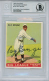 Ray Benge Signed 1983 Galasso '33 Goudey Reprint #141 Card Beckett Slab 38434