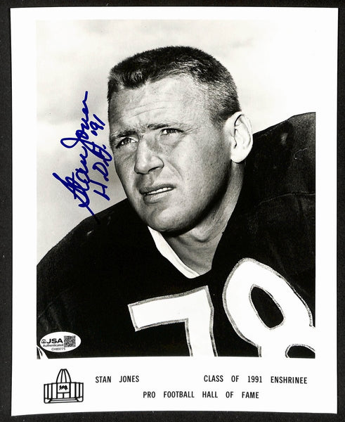Stan Jones Official Pro Football HOF Auto/Signed 8x10 Photo JSA BA201956