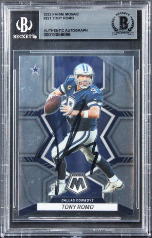 Cowboys Tony Romo Authentic Signed 2022 Panini Mosaic #221 Card BAS Slabbed 1