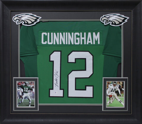 Randall Cunningham Authentic Signed Green Pro Style Framed Jersey BAS Witnessed