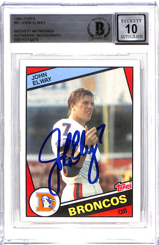 John Elway Signed 1984 Topps #63 Trading Card Beckett 38771