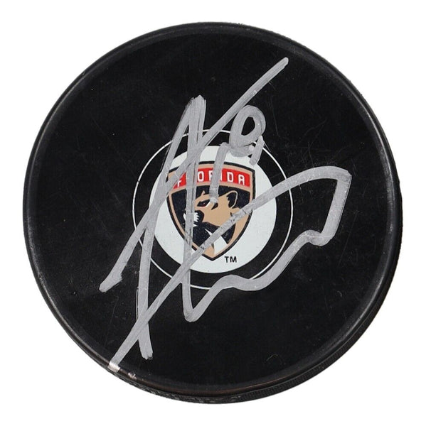 Aleksander Barkov Signed Florida Panther Logo Puck (JSA COA) 2xAll Star Center