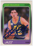 John Stockton Signed Jazz 1988 Fleer Rookie Basketball Card #115 -(SCHWARTZ COA)