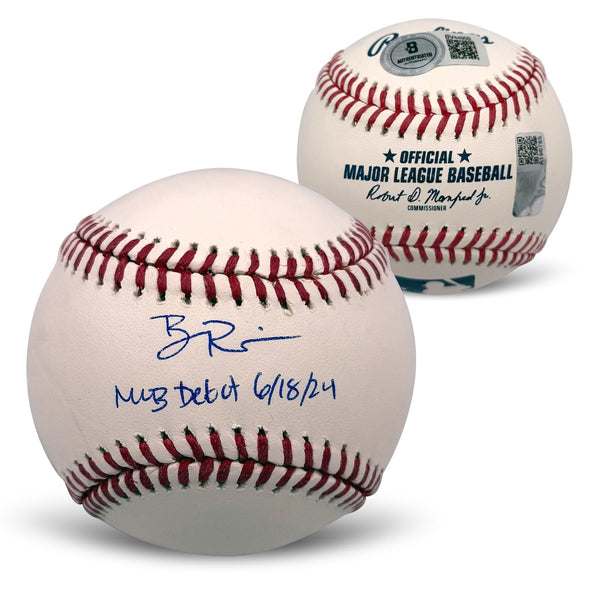 Ben Rice Autographed New York Yankees Baseball MLB DEBUT Beckett With Case