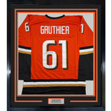 Framed Signed Cutter Gauthier 35x39 Anaheim Orange Jersey Beckett BAS COA