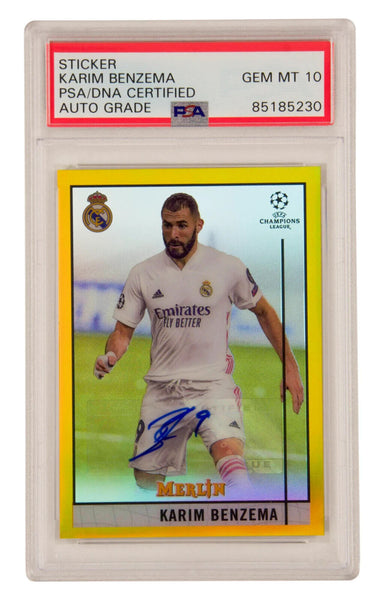 Karim Benzema Signed 2020-21 Topps Merlin Chrome Gold /50 - PSA 10 Autograph