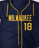 LUIS LARA Signed Custom Replica Navy Brewers Jersey AUTO - BAS
