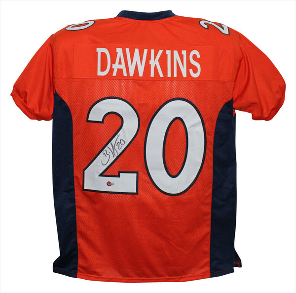 Brian Dawkins Autographed/Signed Pro Style Orange XL Jersey Beckett 38822