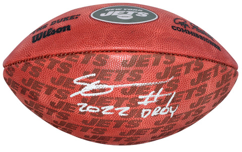 AHMAD SAUCE GARDNER SIGNED NEW YORK JETS WILSON DUKE SHOWCASE FOOTBALL BECKETT