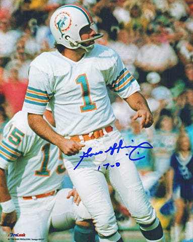 Garo Yepremian Signed Miami Dolphins White Jersey 8x10 Photo w/17-0 - (SS COA)